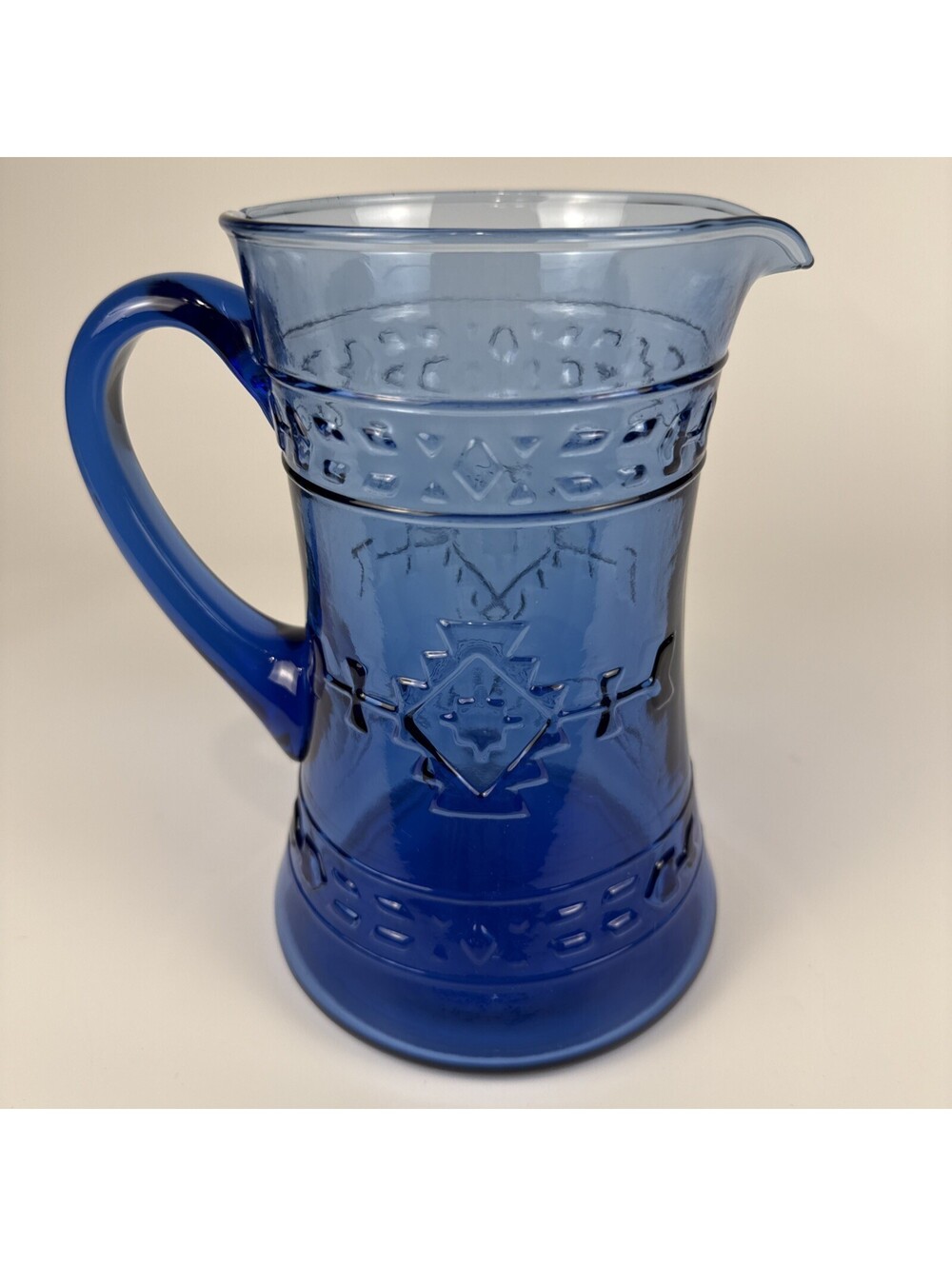 Mikasa Studio Nova Adirondack Cobalt Blue Glass Pitcher Vintage Southwestern